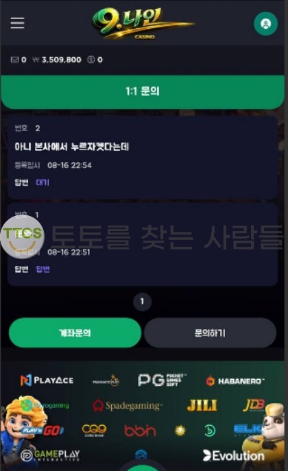 나인카지노 먹튀 증거 화면 1