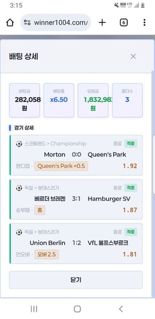 위너 베팅내역