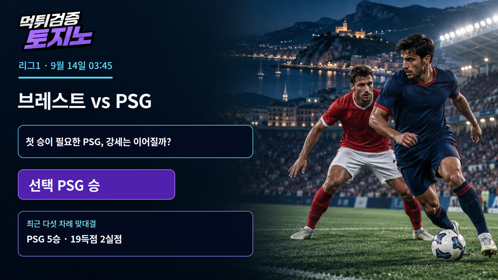 리그 첫 승이 필요한 PSG, 브레스트전 강세는 이어질까?