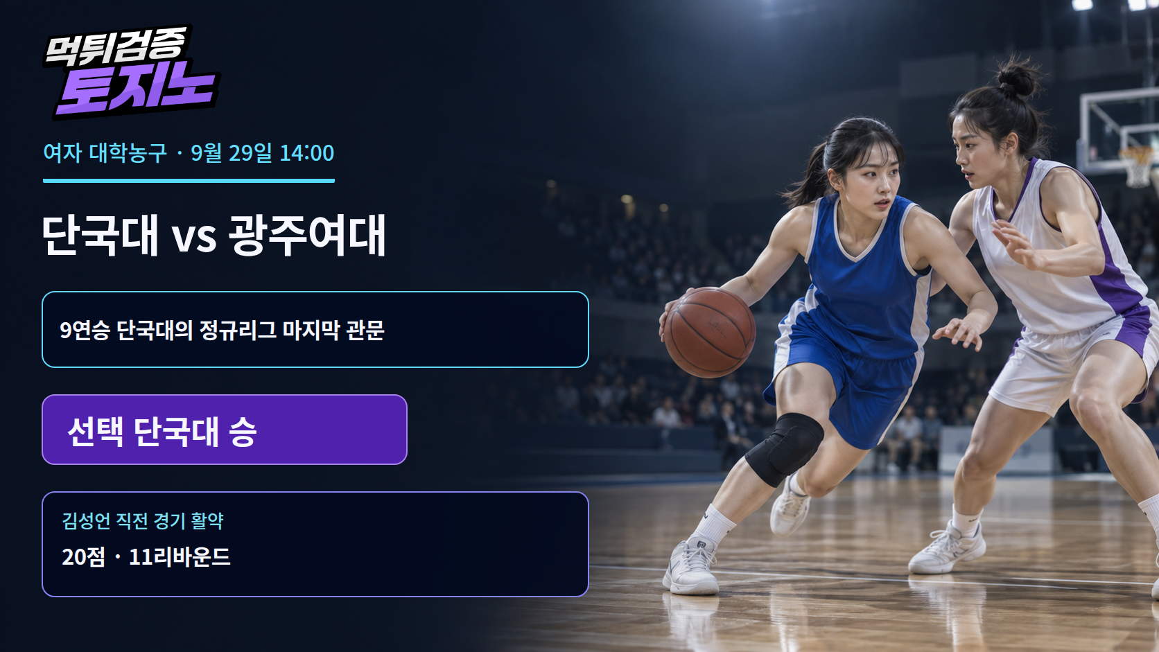 9연승 단국대의 마지막 관문, 광주여대가 기다린다