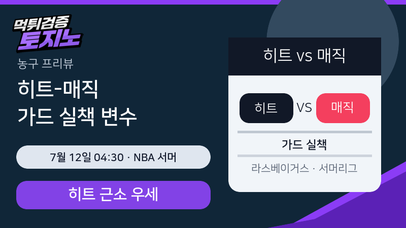 히트-매직 7월 12일 NBA 서머리그, 가드 실책 변수