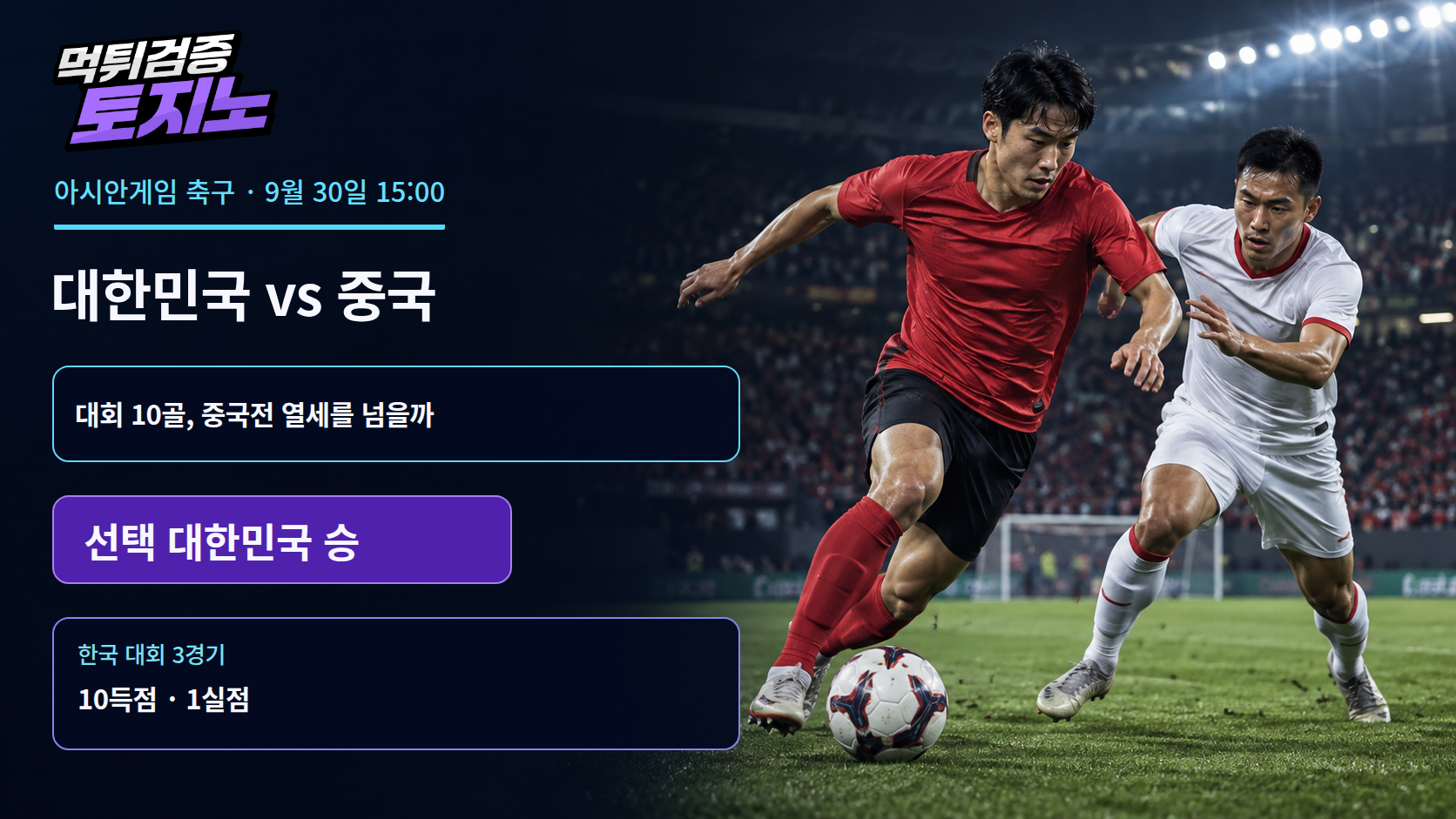 3경기 10골의 한국, 중국전 2연패를 끊을까?