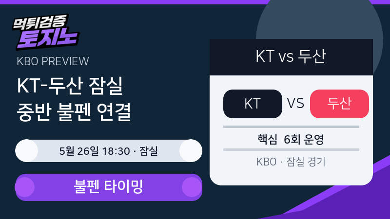 KT 위즈 두산 베어스 5월 26일 경기 분석 이미지