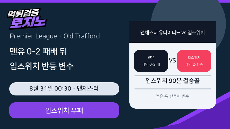 맨유는 헐전 0-2 충격을 넘을까? 입스위치전 반등 변수