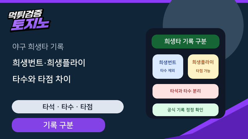 야구 희생번트·희생플라이가 타수와 기록에 반영되는 차이