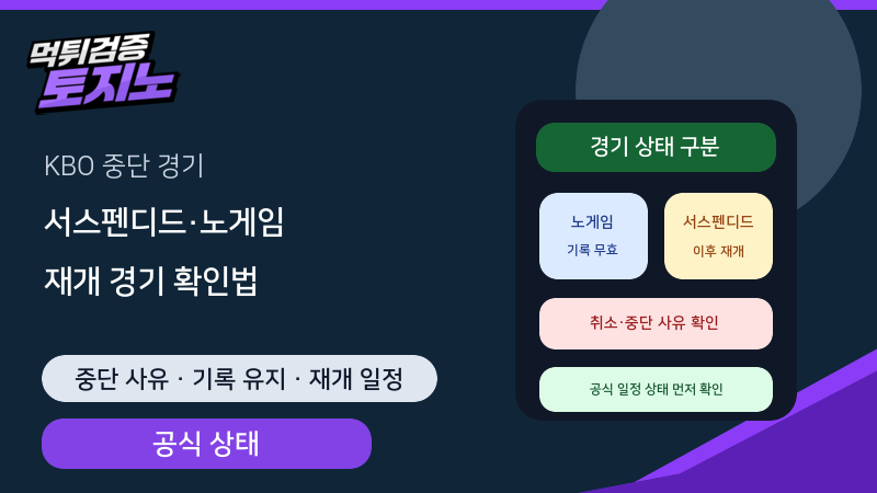 KBO 서스펜디드 경기·노게임·재개 경기 확인법