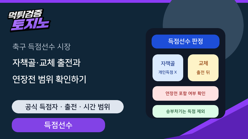 축구 득점선수 시장에서 자책골·교체 출전·연장전 확인법