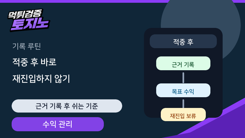 적중 뒤 바로 재진입하지 않고 기록으로 쉬는 루틴